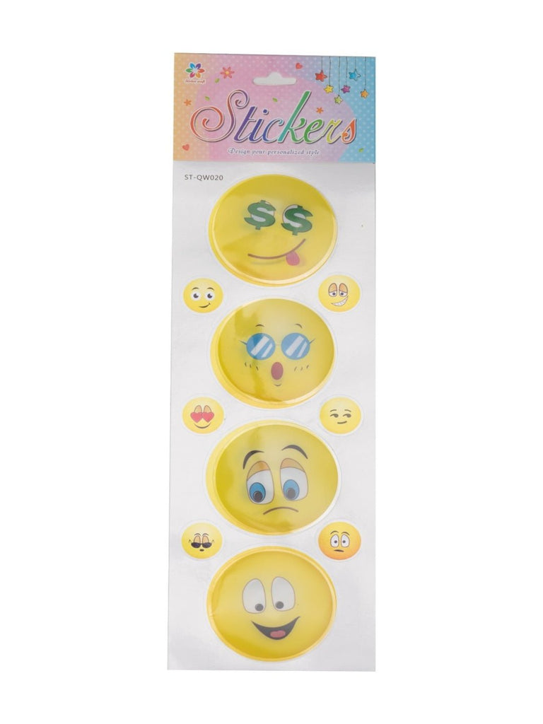 Assorted Yellow Bee Smiley and Dino 3D Stickers displayed on a plain background.