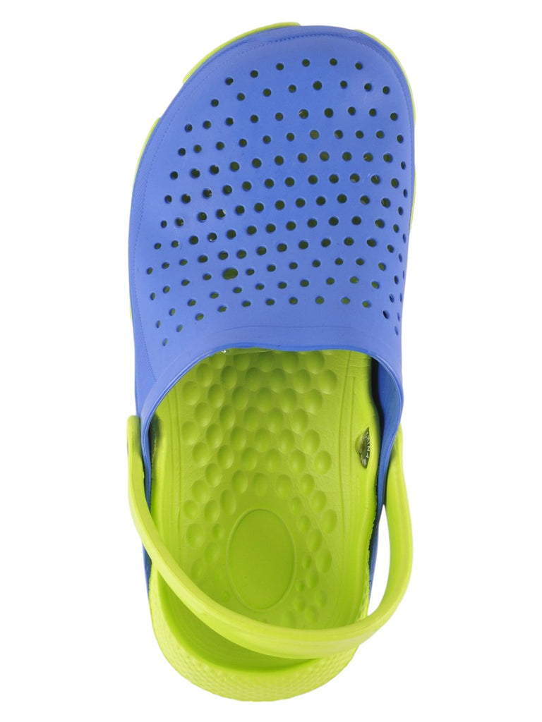 Green and Blue Slip-On Ventilated Clogs For Boys top view