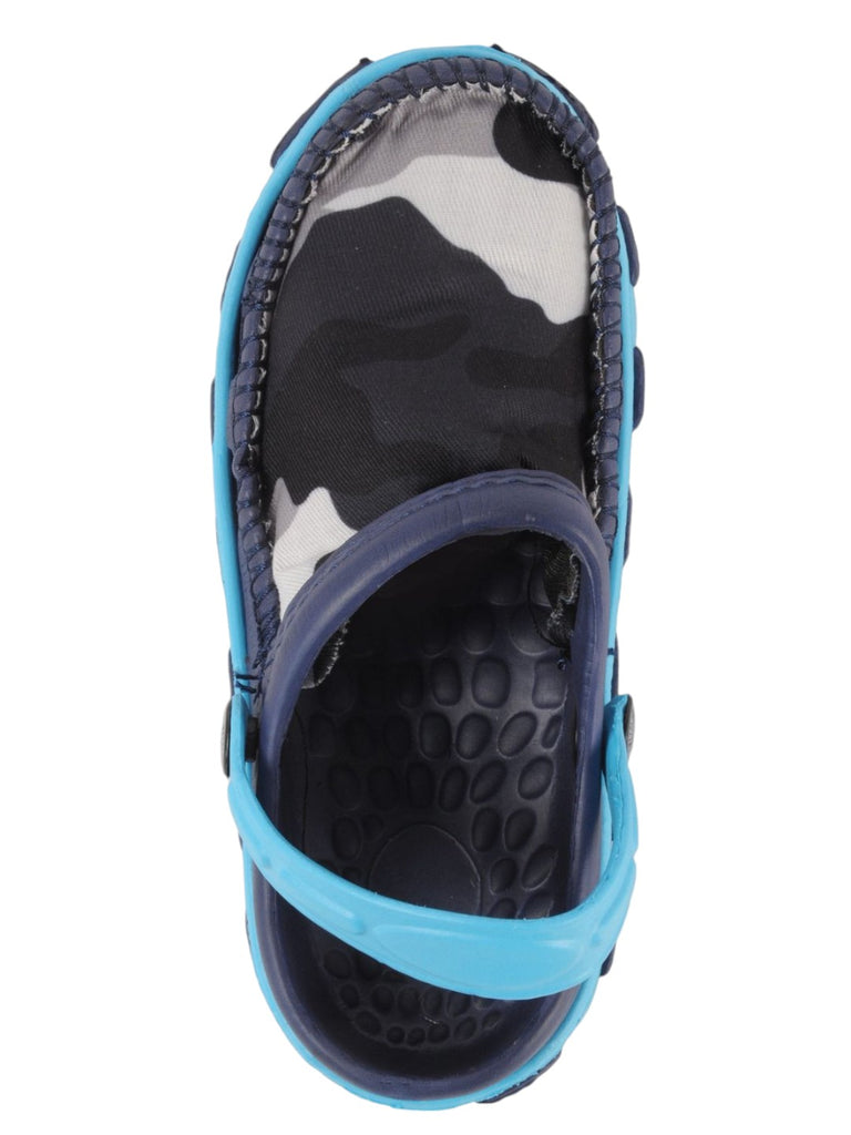 Blue and Grey Camouflage Slip-On Clogs with Soft Fabric Upper For Boystopview