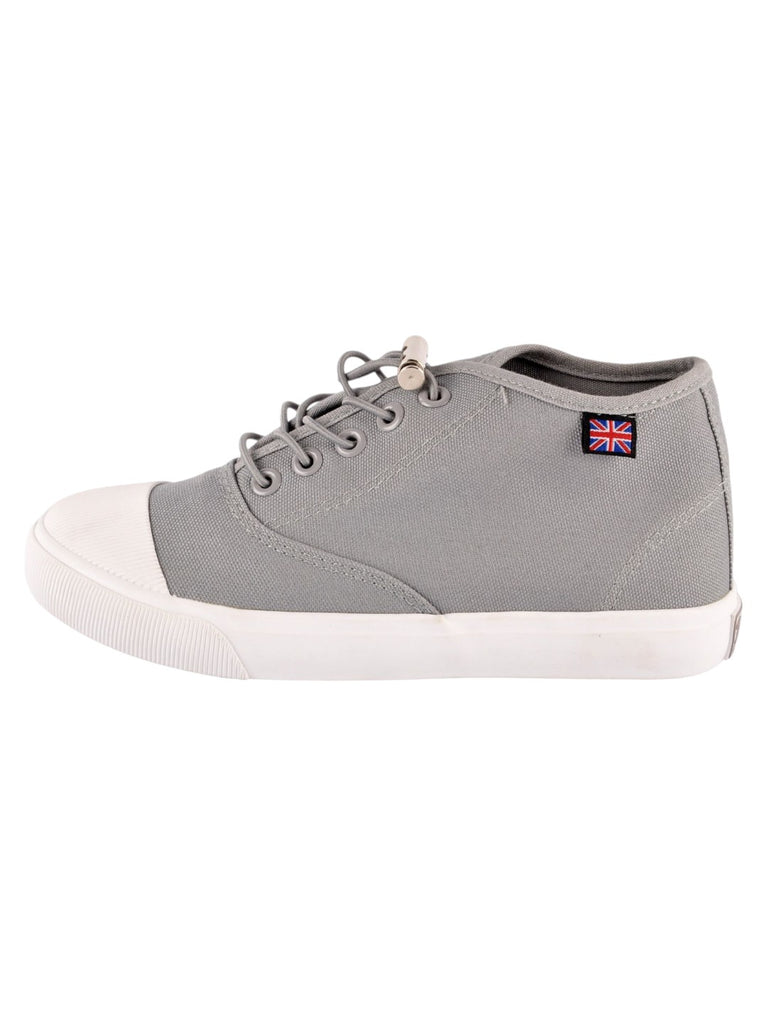 Girls' Playtime Grey Canvas Lace-Up Shoes side view