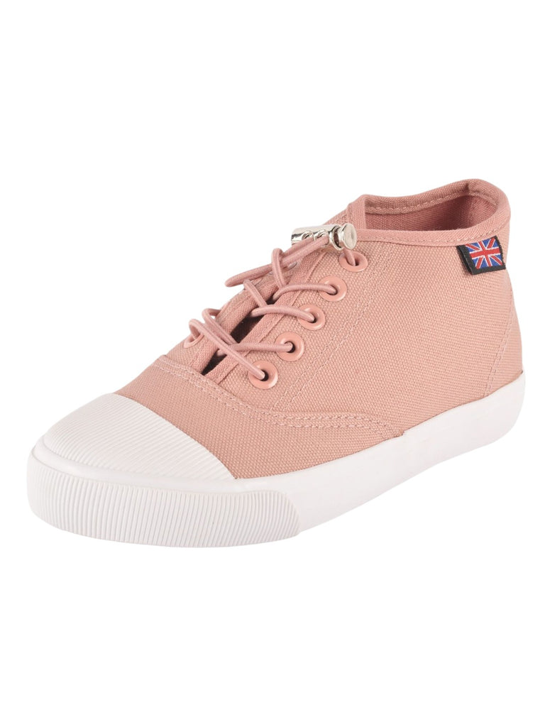 Peach Canvas Lace-Up Shoes for Girls angle view