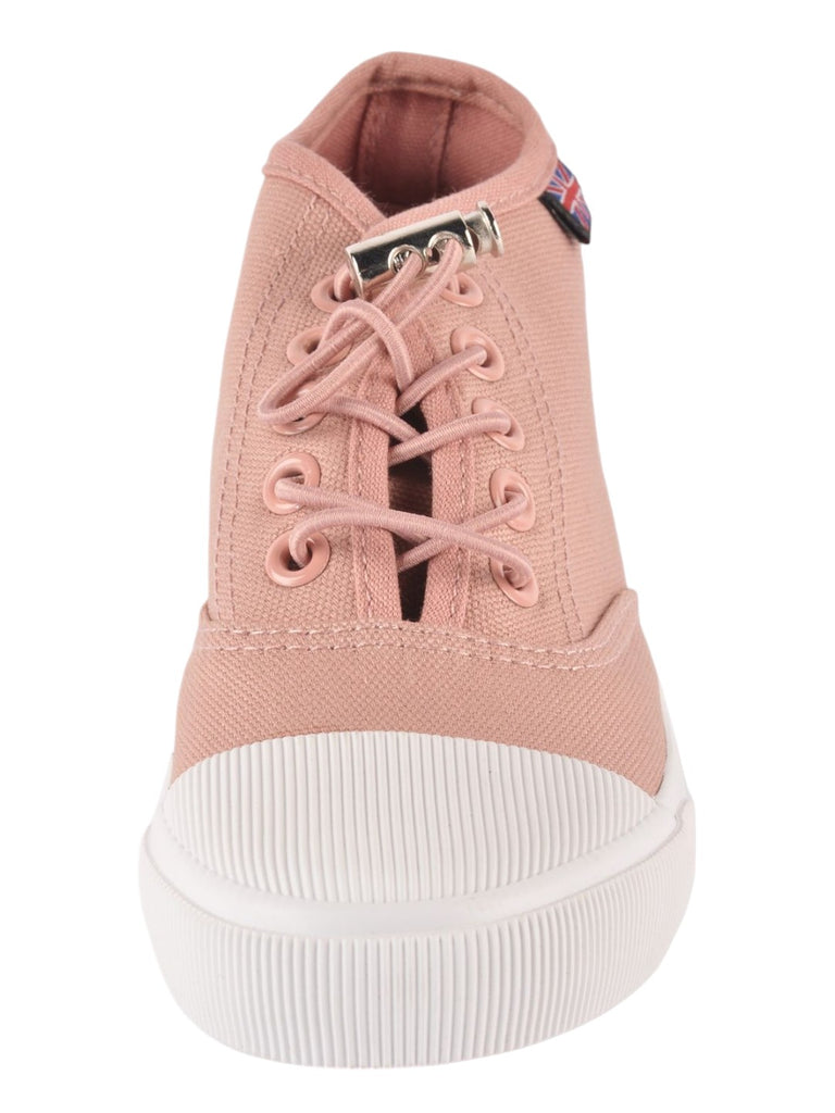 Peach Canvas Lace-Up Shoes for Girls closeup view