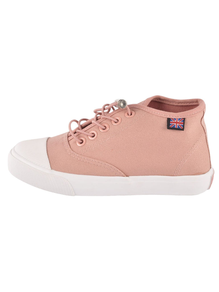 Peach Canvas Lace-Up Shoes for Girls side view