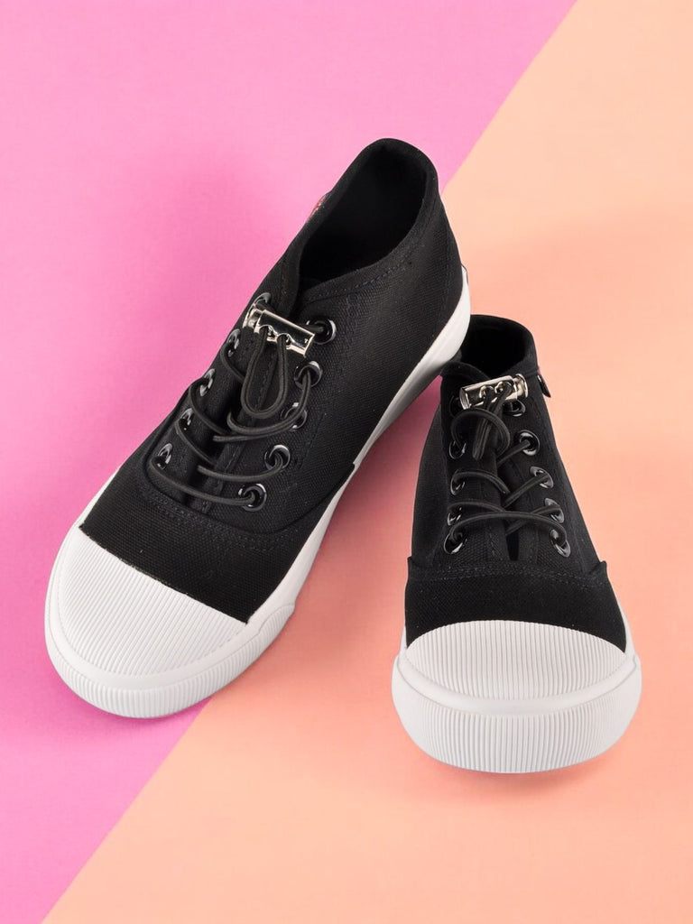 Chic Explorer Girls' Black Canvas Sneakers creative view