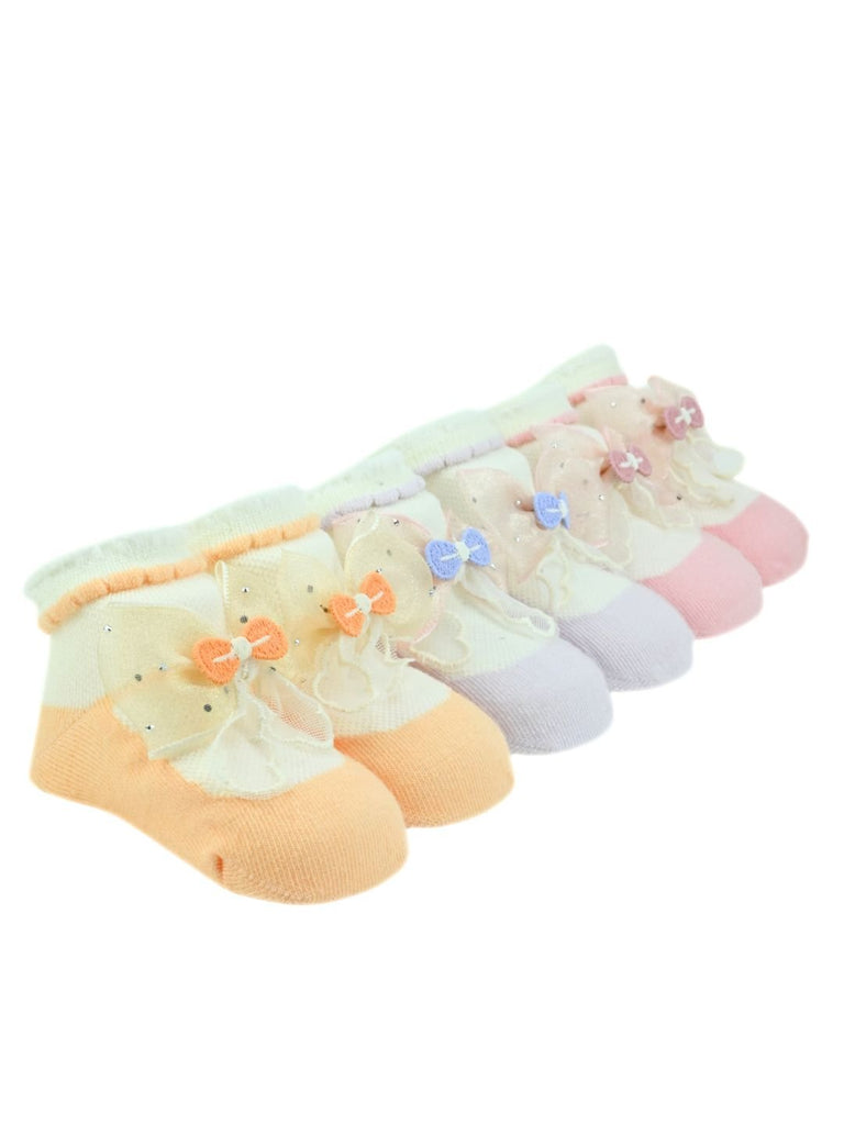 Charming Baby Cotton Socks with Bow Accent for Girls - Multi - Angle View