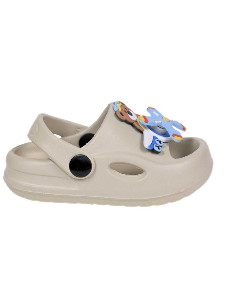 Charming Pilot Bear & Plane Rotating Charms Sandals for Boys – Beige - Side View