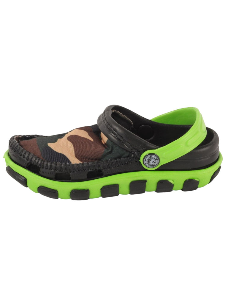 Green and Camouflage Slip-On Clogs with Soft Fabric Upper For Boys side view