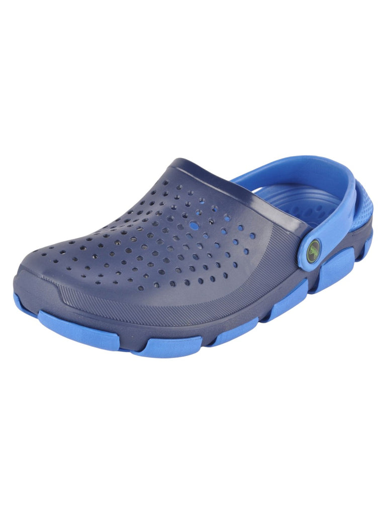 Navy Blue Ventilated Slip-On Clogs For Boys angle view