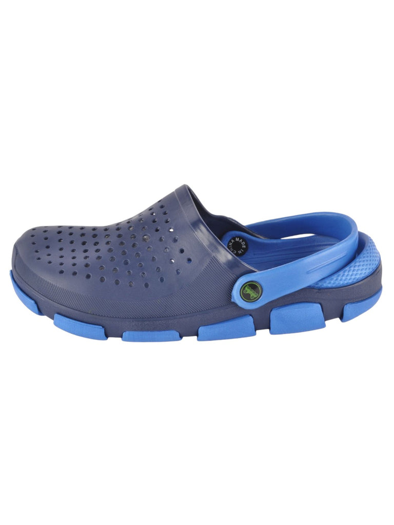 Navy Blue Ventilated Slip-On Clogs For Boys side view