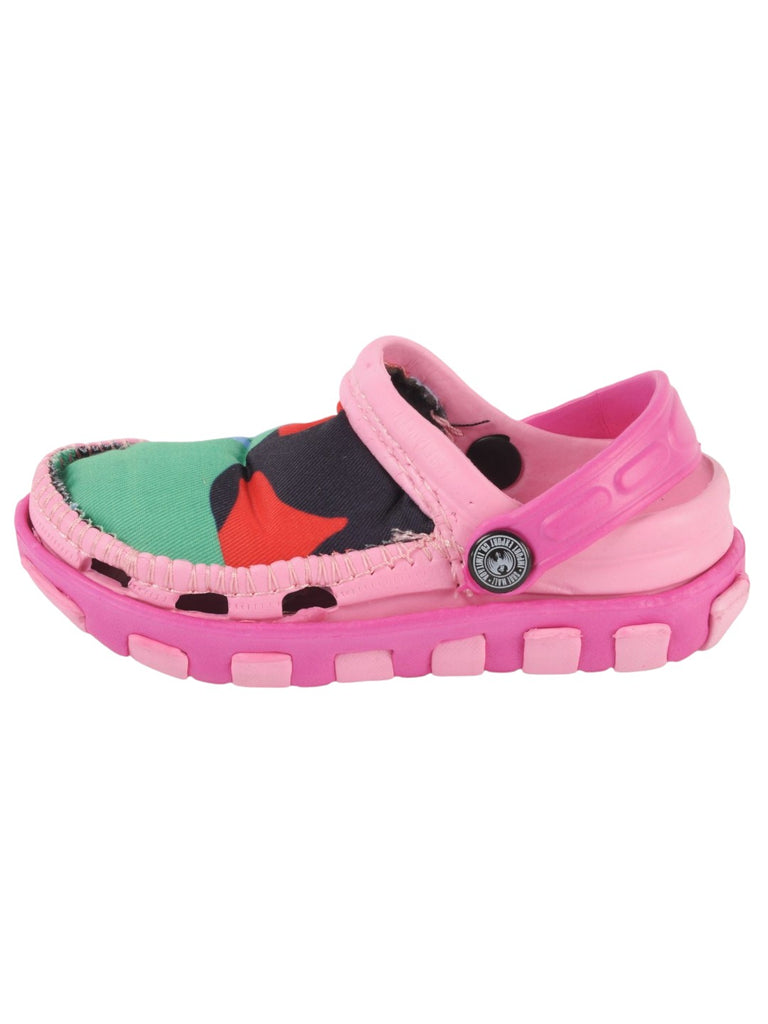 Pink Camouflage Slip-On Clogs with Soft Fabric Upper For Girls side view