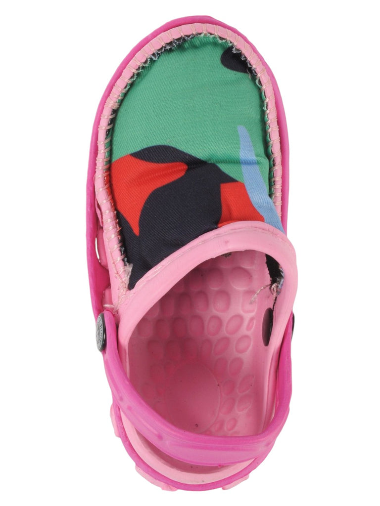 Pink Camouflage Slip-On Clogs with Soft Fabric Upper For Girls top view