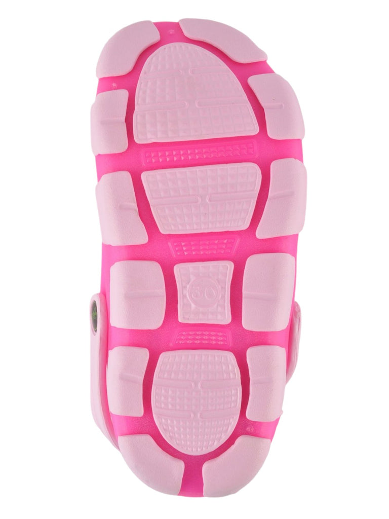 Pink Slip-On Ventilated Clogs For Girls bottom view