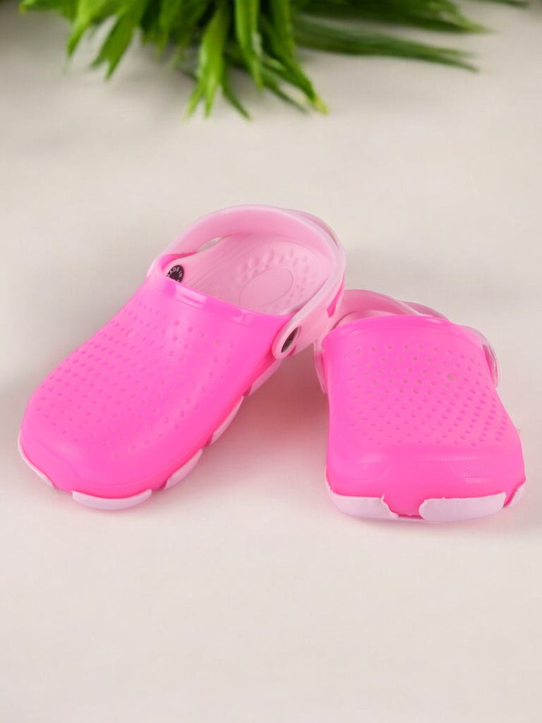 Pink Slip-On Ventilated Clogs For Girls creative view