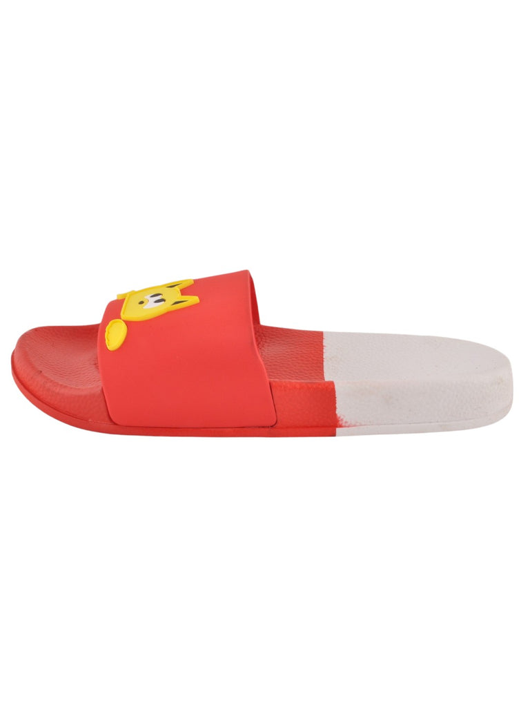 Fish and Cat flexible Red Slippers for Playful Girls side view