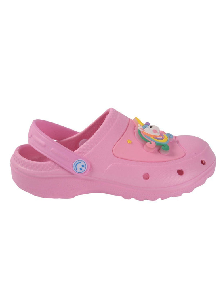 Unicorn-Themed Clogs with Colorful Charms for Girls-Side view