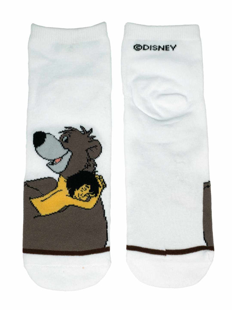 Yellow Bee Boy's Disney Jungle Book Mowgli Design Cotton Socks - White