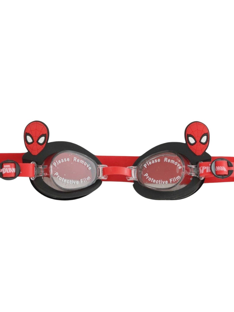 Yellow Bee Boy's Marvel Spider-Man Swimming Goggles with 3D Web Eye Design- Red-Front View