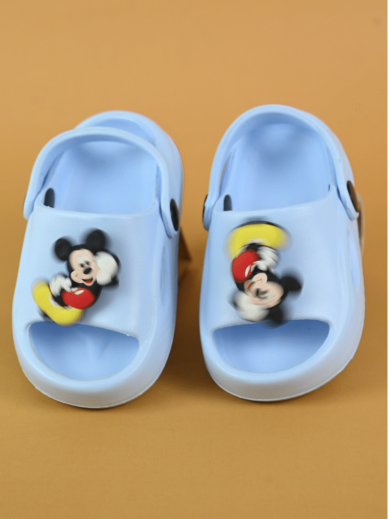 Yellow Bee Boys’ Disney Mickey Mouse Rotating Charms Sandals- Blue-Gif