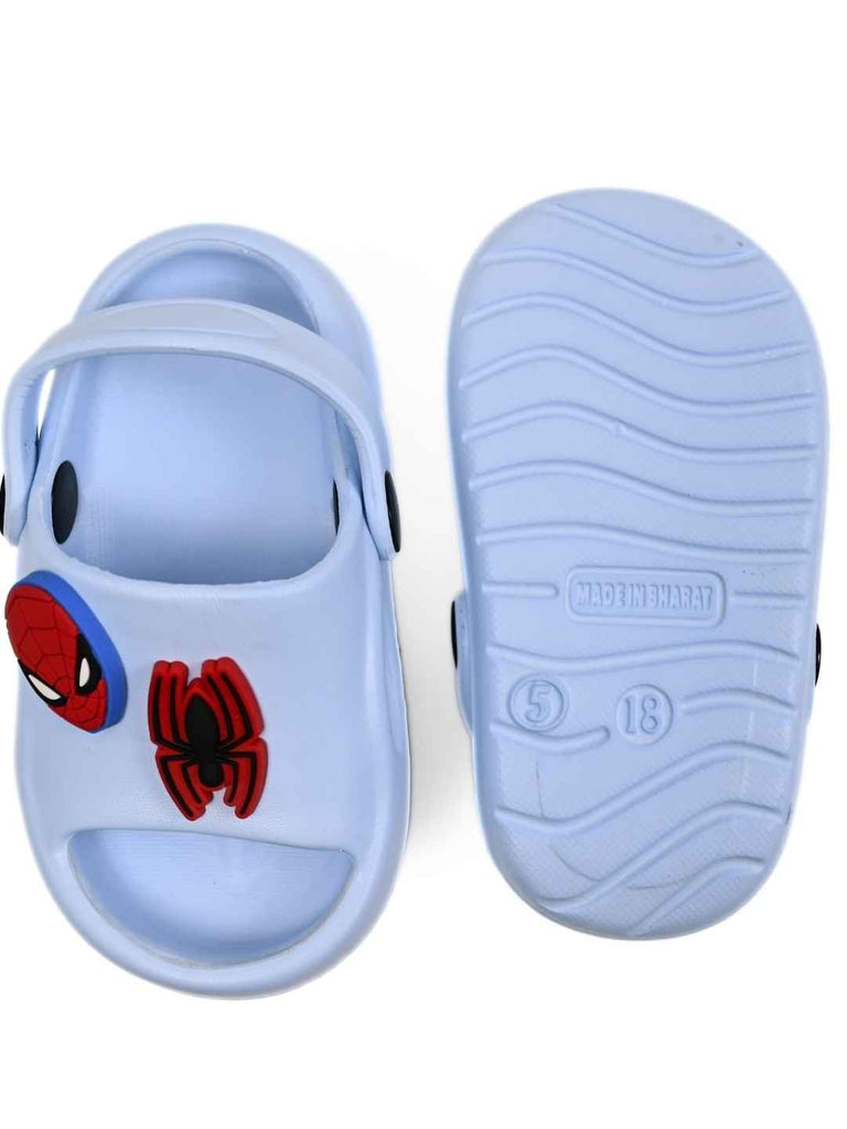 Yellow_Bee_Boys_Marvel_Spider_Man_EVA_Sandals_with_3D_Web_Slinging_Charms_Blue_-_Top_And_Bottom_View