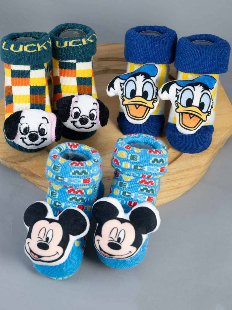 Yellow Bee Disney 3D Socks Trio – Mickey Mouse, Donald Duck & 101 Dalmatians for Boys-Creative View