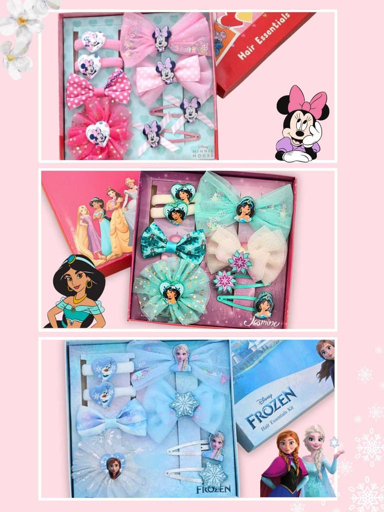 Yellow Bee Girl's Disney Frozen, Jasmine & Minnie Hair Accessory Gift Set- 24 Pieces-Creative View