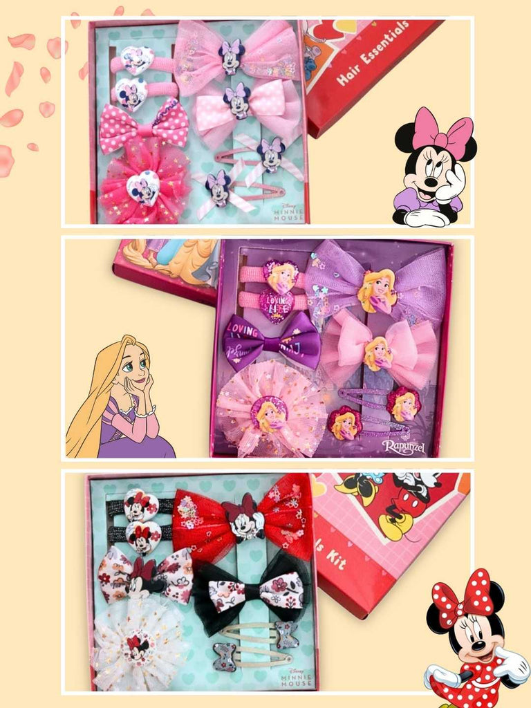 Yellow Bee Girl's Disney Minnie Mouse & Rapunzel Hair Essentials Gift Set- 24 Pieces-Creative View