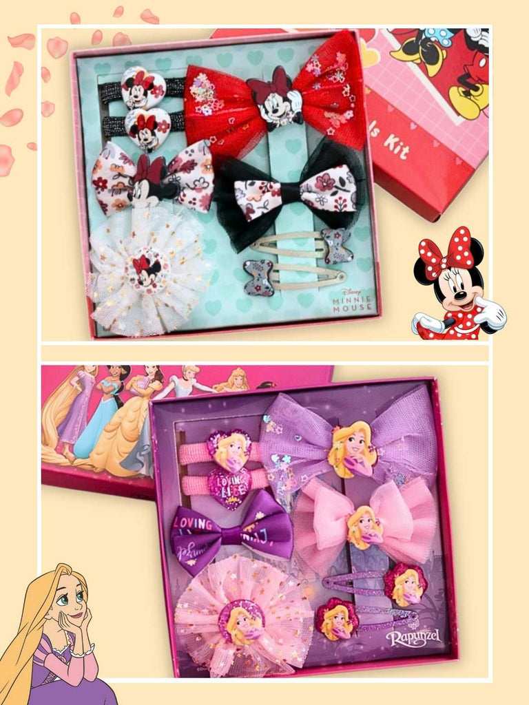 Yellow Bee Girl's Disney Rapunzel & Minnie Mouse Hair Accessory Gift Set- 16 Pieces-Creative View