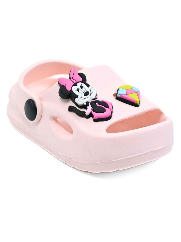Yellow Bee Girls’ Disney Minnie & Daisy Sandals with Gem & Heart Charms-Pink-Angle View