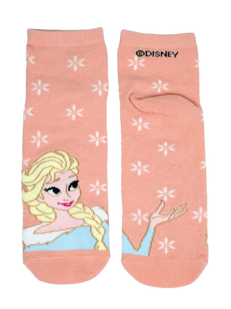Yellow bee Girl's Disney Frozen Elsa, Anna & Olaf Design Cotton Socks -Multi- Peach