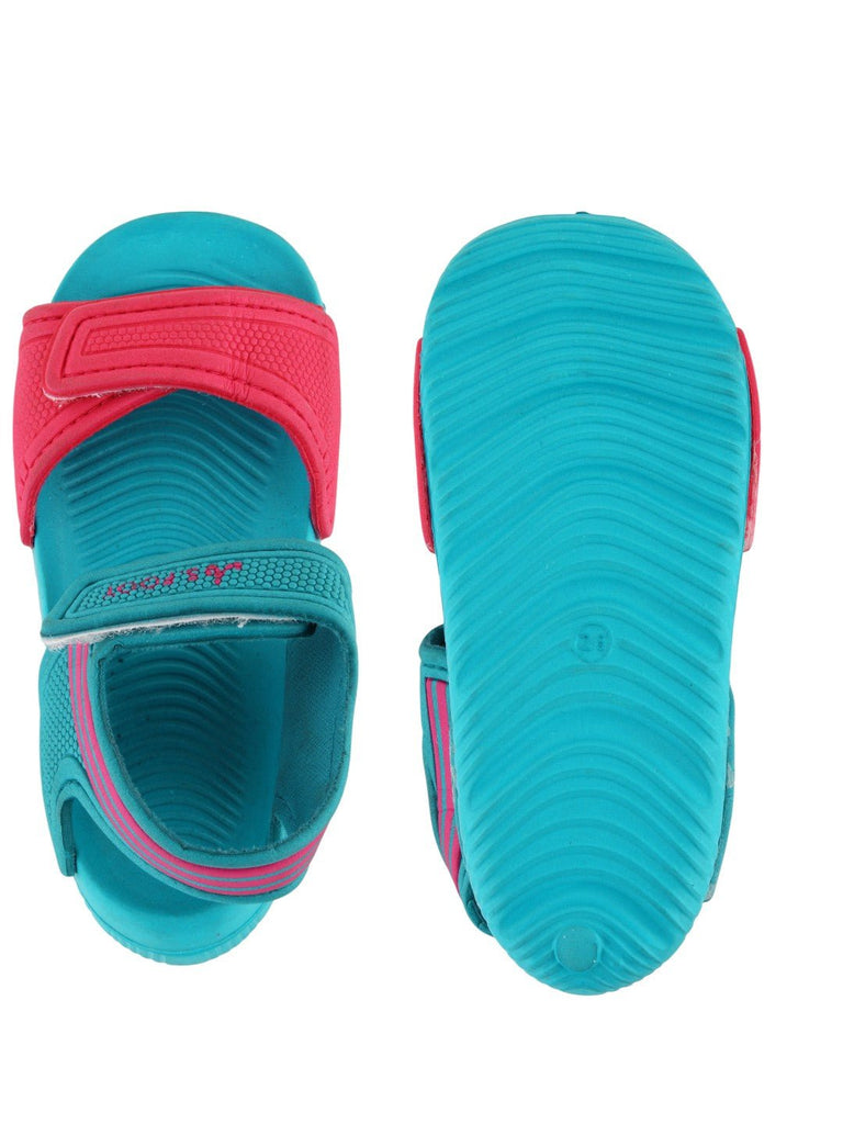 Adjustable Strap Sandals for Girls in Teal and Pink - front and back  View