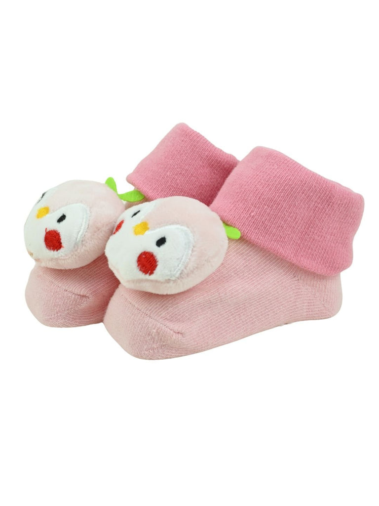 Adorable Pink Penguin Face Baby Doll Head Socks for Girls – Pink - Angle View
