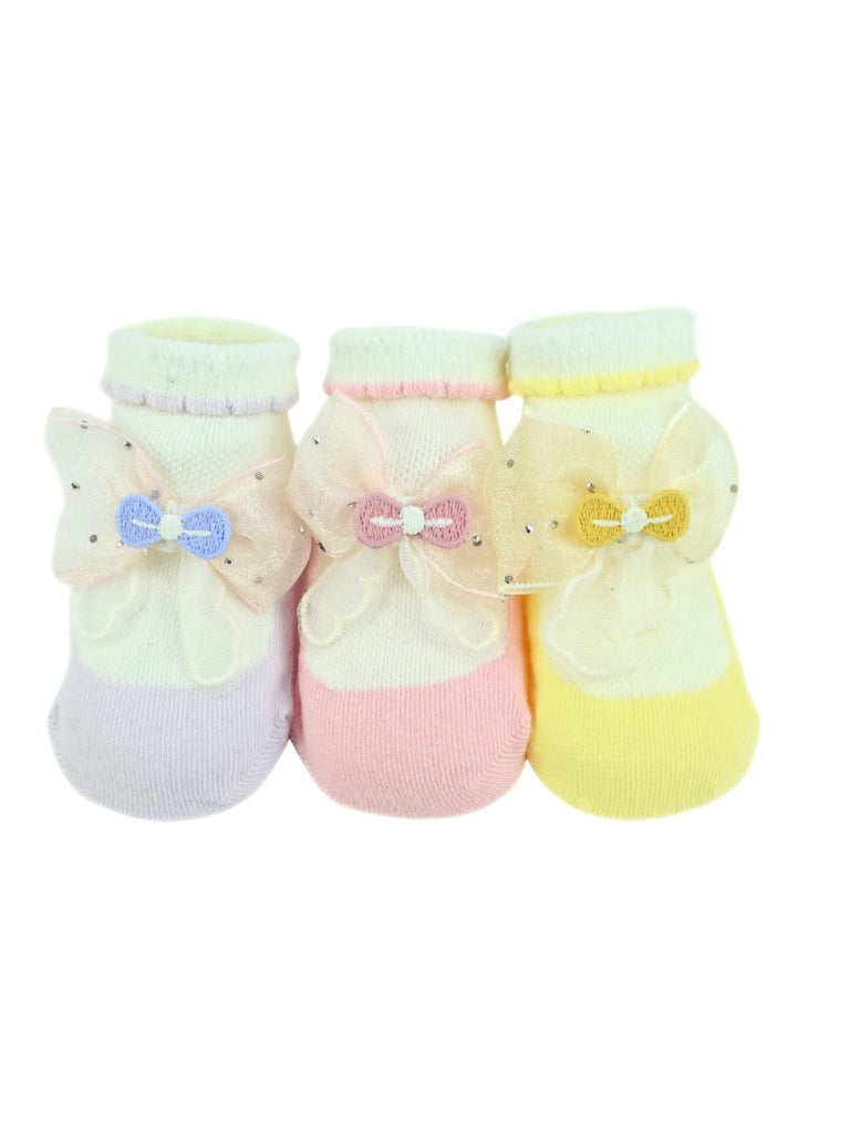 Adorable Baby Cotton Socks with Bow Design for Girls - Multi - Single View