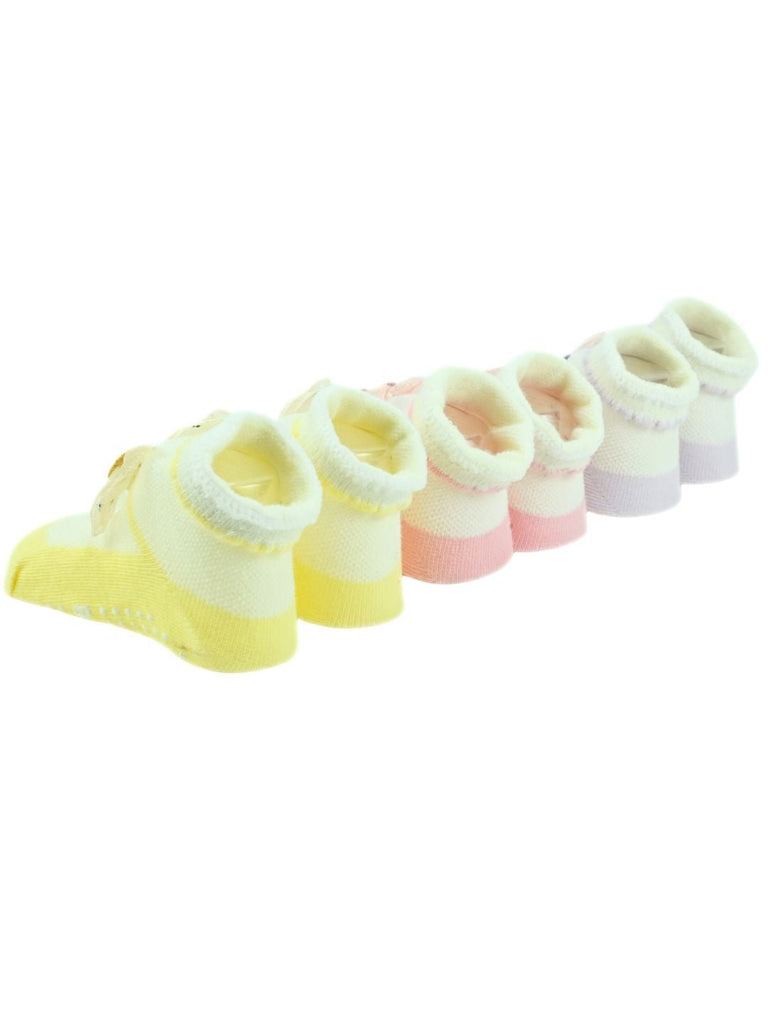 Adorable Baby Cotton Socks with Bow Design for Girls - Multi - Back View