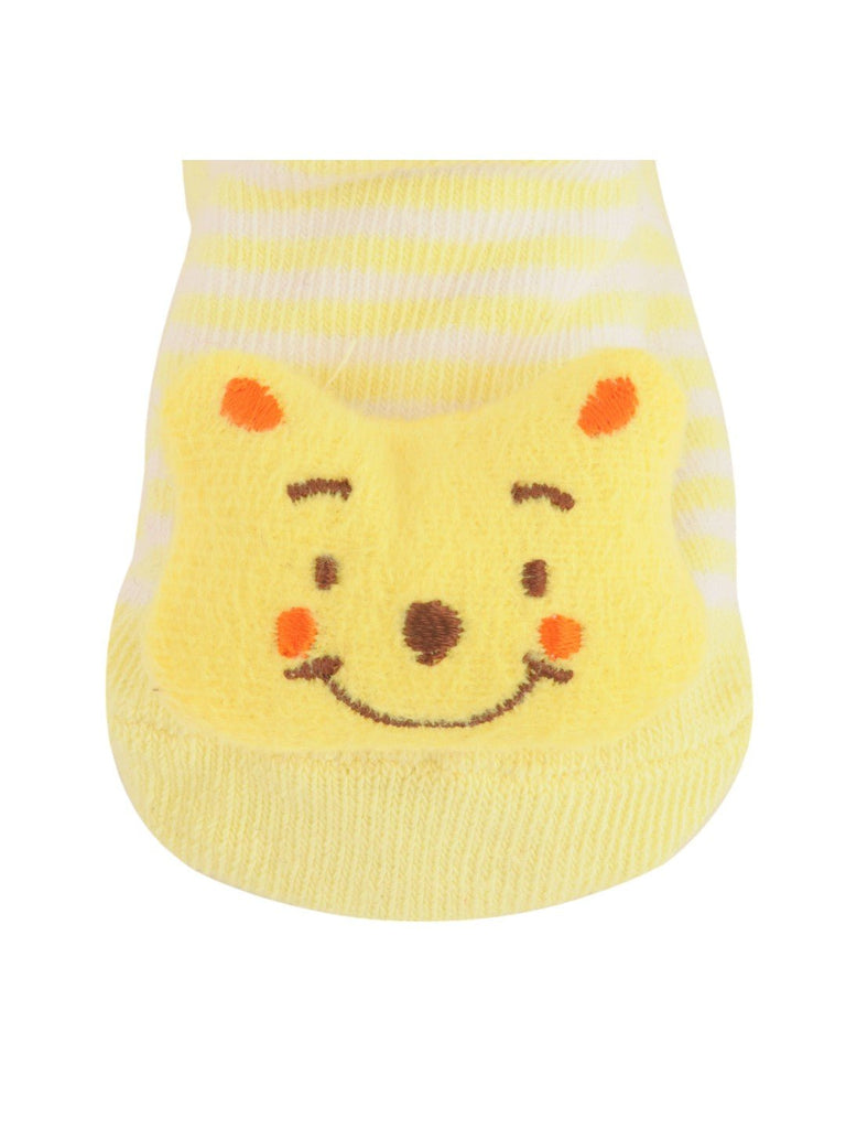 Close-up of the smiling bear design on Adorable Baby Socks – Soft and Cozy by Yellow Bee