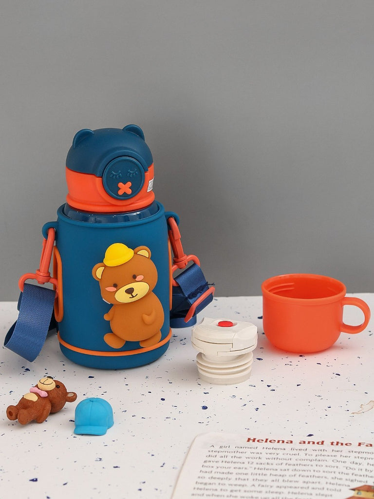 Adorable Bear-Themed Kid's Insulated Stainless Steel Water Bottle Flask-creative view