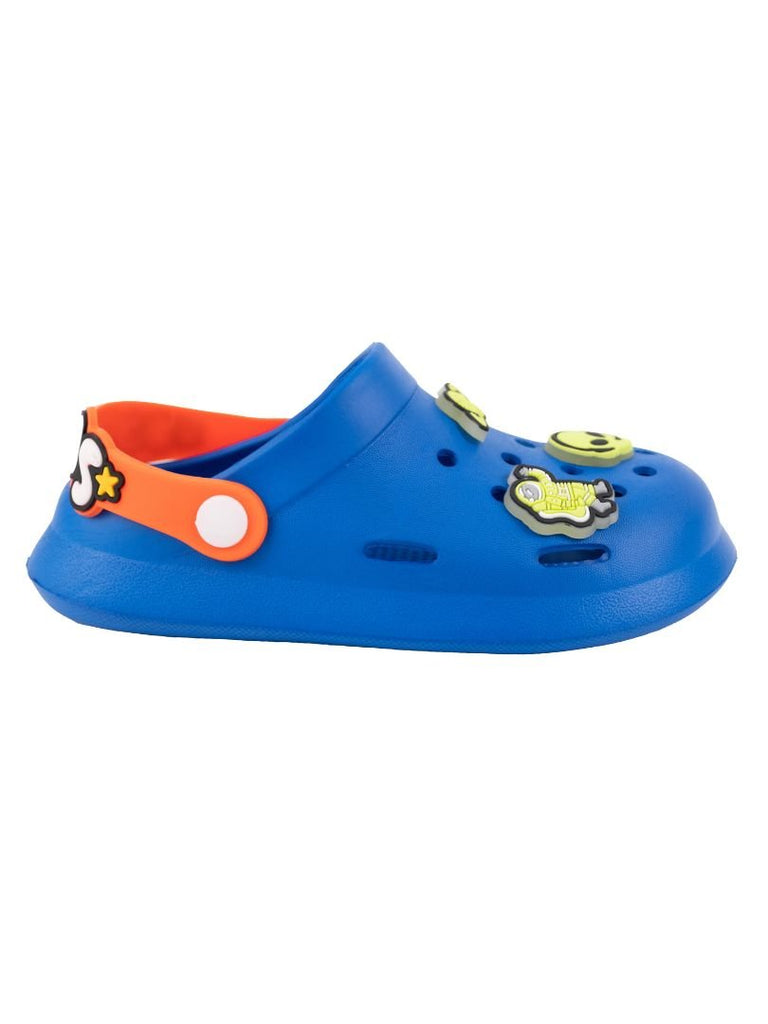 Adorable Blue Glow-in-the-Dark Clogs with 3D Galactic Theme Charms for Boys-Side View