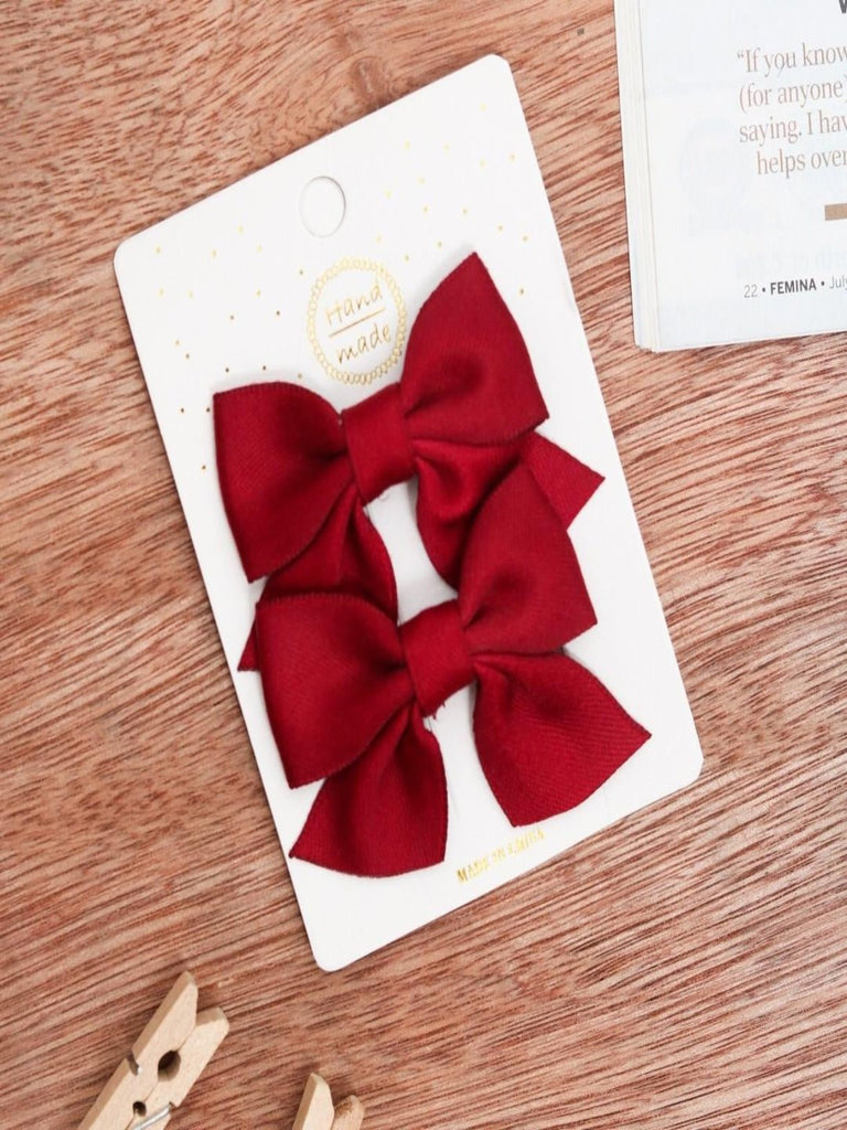 Elegant Set of Yellow Bee Bow Hair Clips in Red for Children