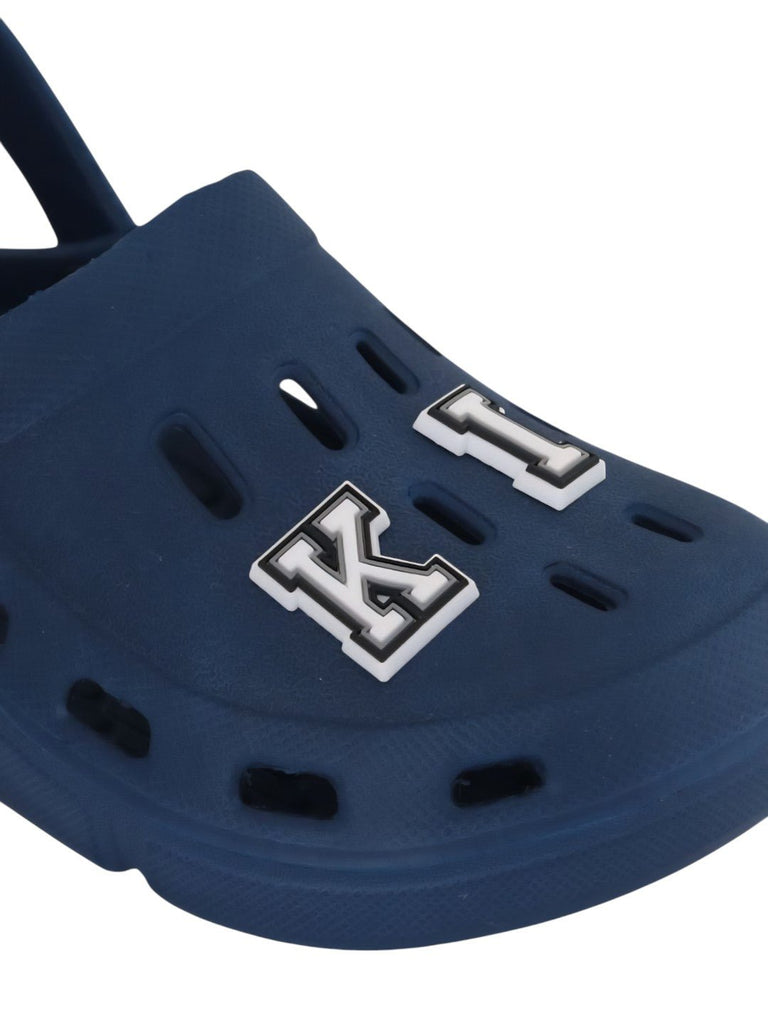 Adorable Clogs with “KING” Letter Charms for Boys- Dark Blue-Close up view