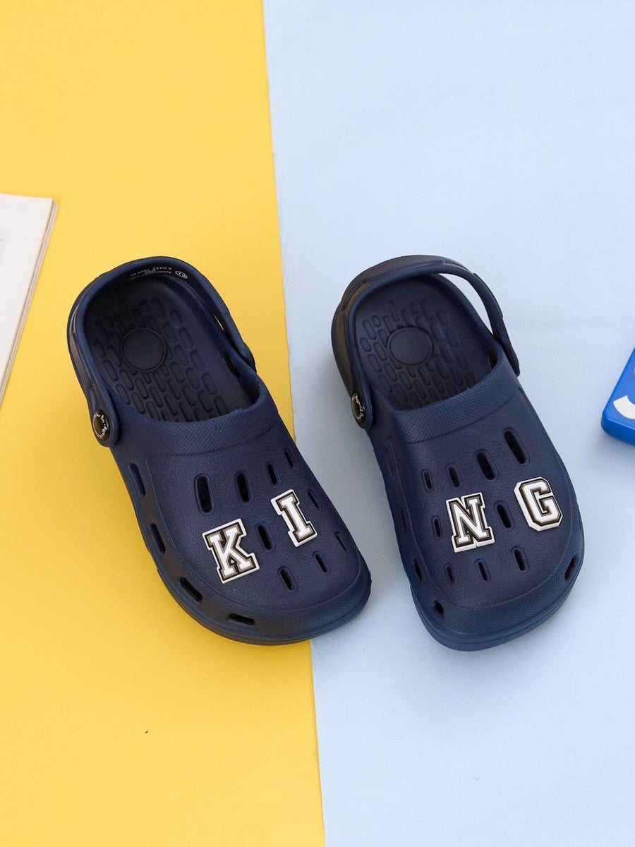 Boys' Dark Blue KING Letter Clogs by Yellow Bee – EVA Comfort – Yellow ...
