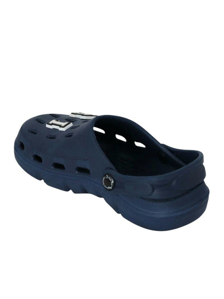 Adorable Clogs with “KING” Letter Charms for Boys- Dark Blue-Back View