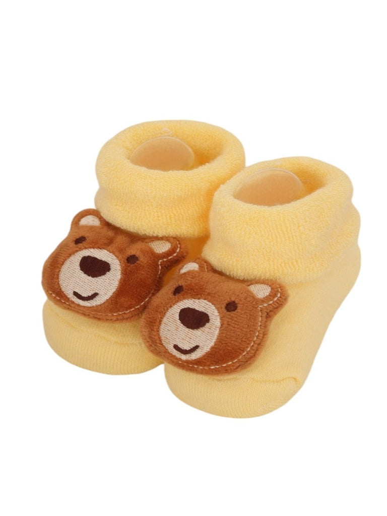 YellowBeeCottonAdorableDinoandBearRattleSocksComboforBoys-YellowFront