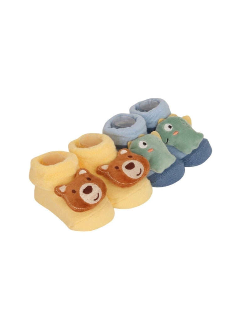 YellowBeeCottonAdorableDinoandBearRattleSocksComboforBoys