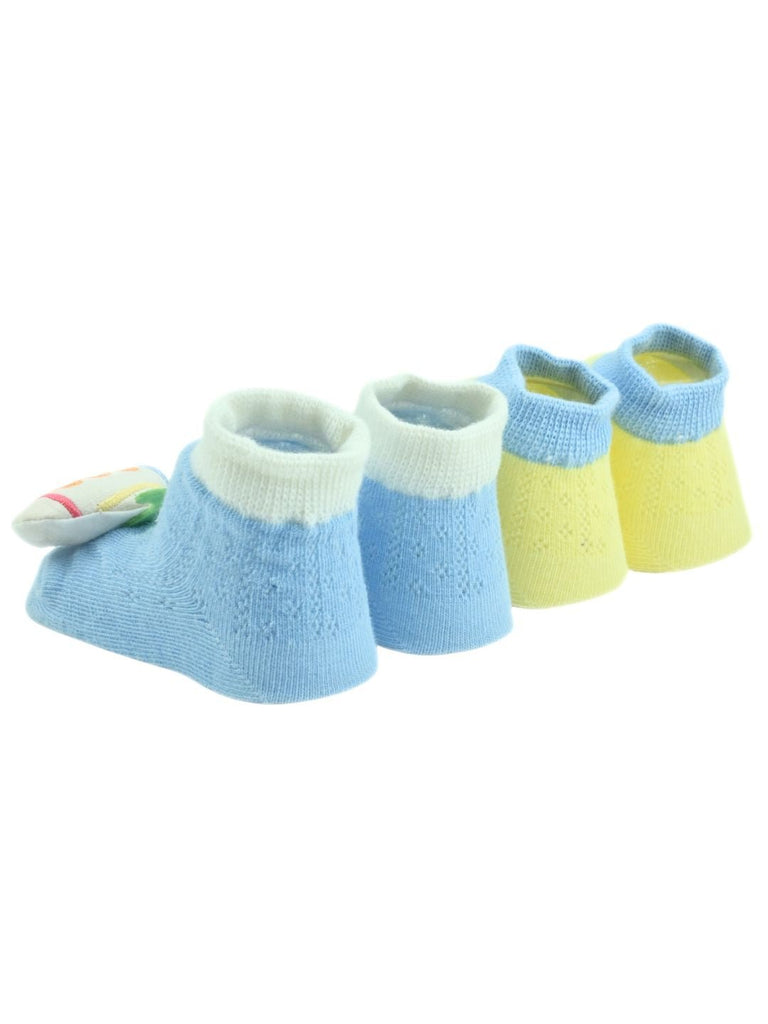 Adorable Dino & Submarine Character Baby Doll Head Cotton Ankle Socks for Boys - Multi - Back View