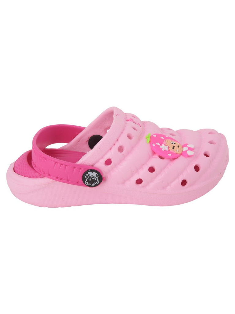 Adorable Flower Cartoon Design Rubber Clogs for Girls - Pink side view