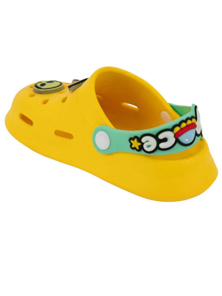 Adorable Glow-in-the-Dark Clogs with 3D Galactic Theme Charms for Boys- Yellow-Back View