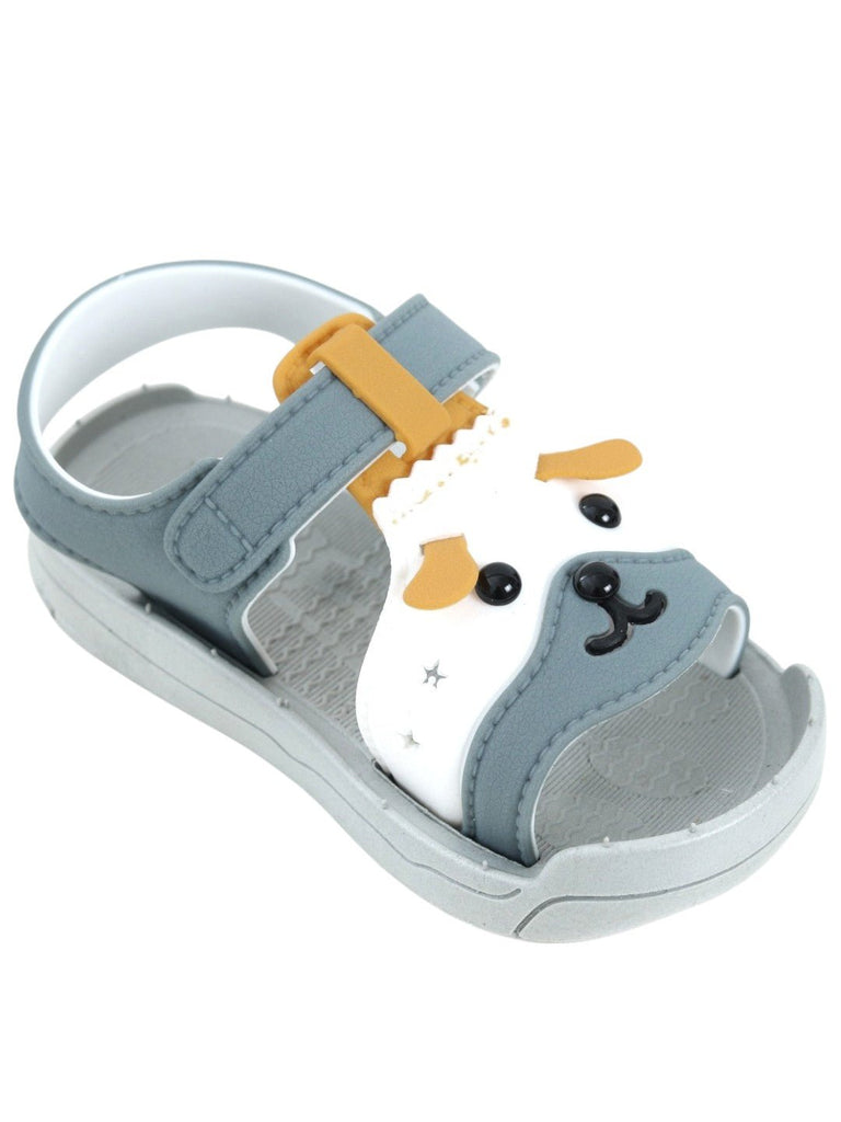 Adorable Grey Puppy Sandals for Boys-Angle View