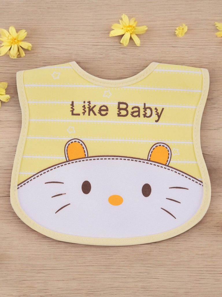 Adorable Kitty Design Feeding Bib for Boys - Yellow and White Charm- creative view