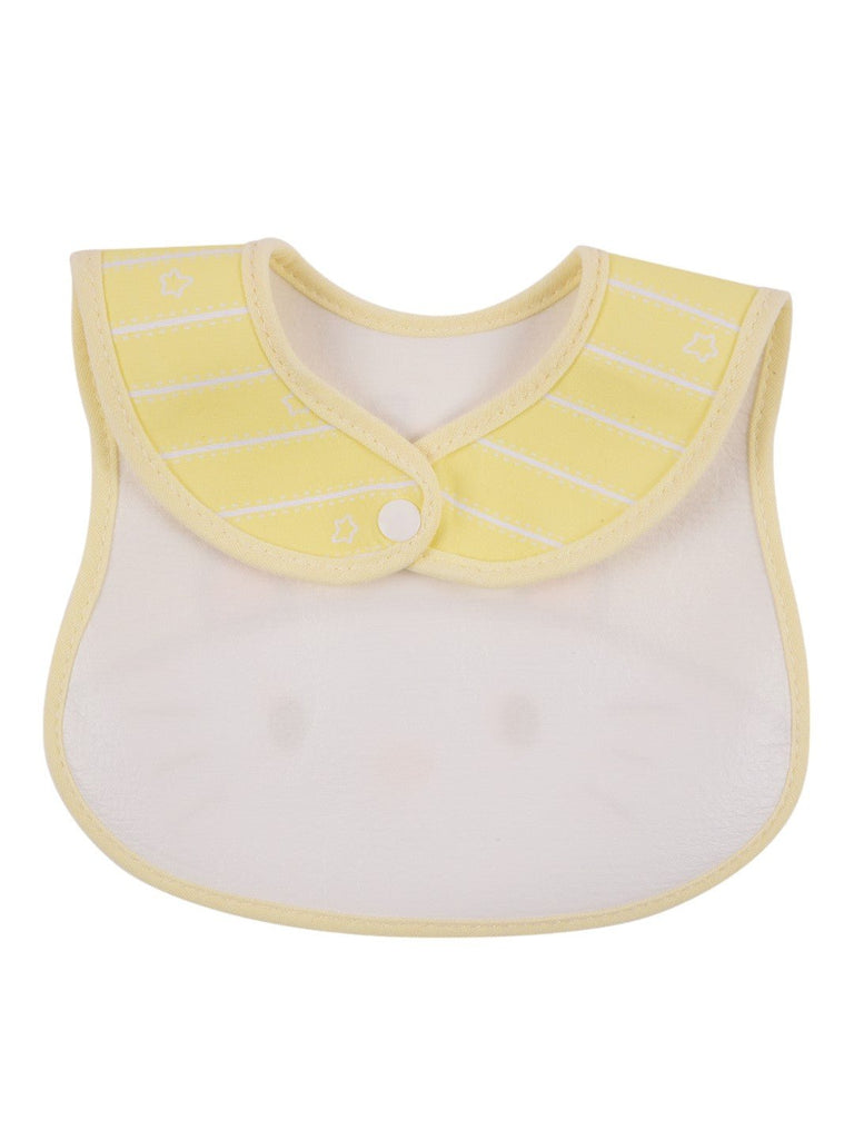 Adorable Kitty Design Feeding Bib for Boys - Yellow and White Charm- back view