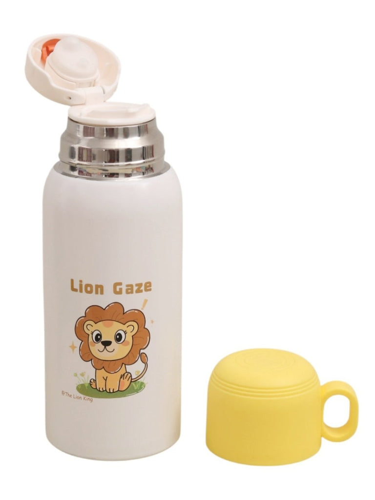 dorable Lion Kid's Insulated Hot & Cold Stainless Steel Water Bottle Flask- 550 ML- Close up View