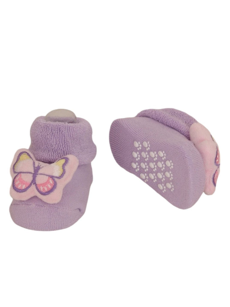 YellowBeeCottonSweetLove_Bunny_andButterflyRattleSocksComboforGirls-PurpleFront_BackView